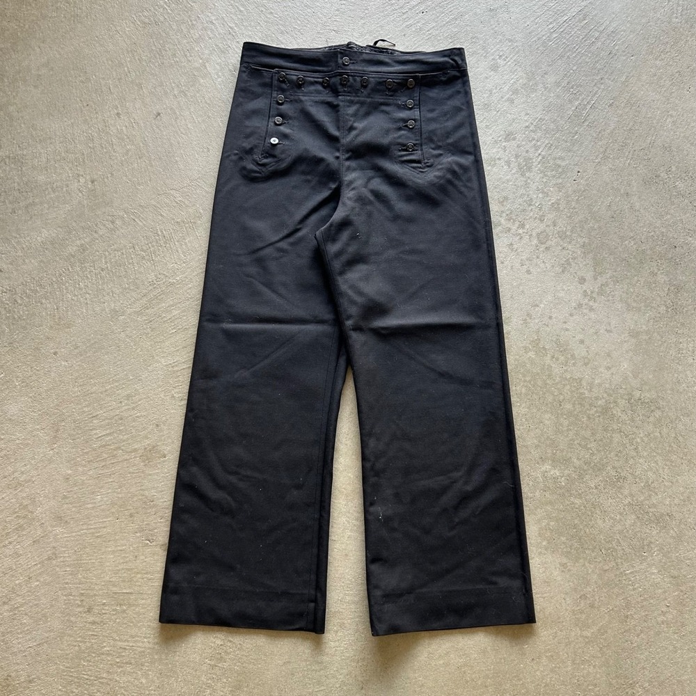 Vintage 50s 60s‎ US Navy Flare Deck Pants Size 37x30 Navy Blue Wide Leg Button